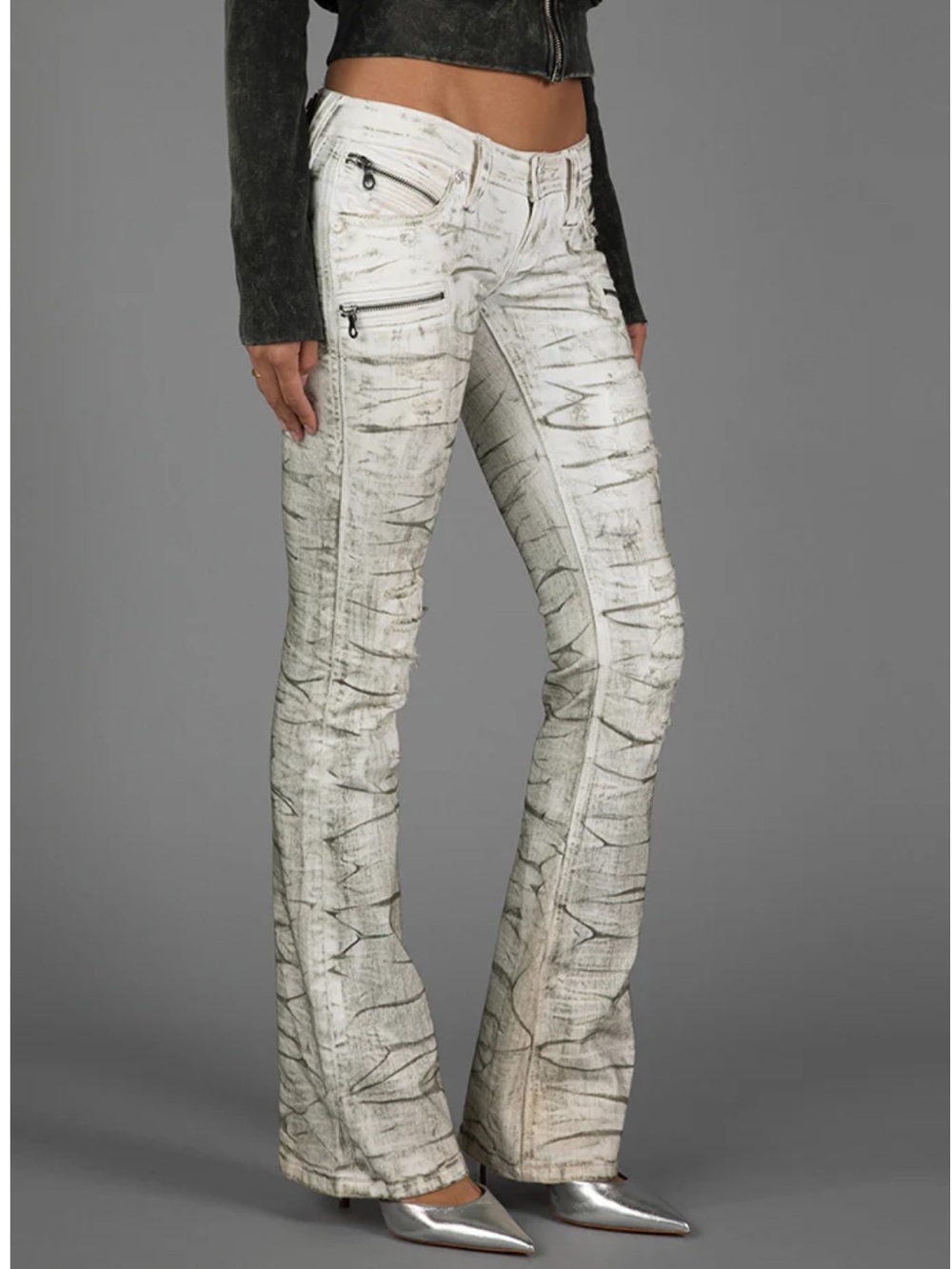 Rock Revival Kamil Super Low-Rise Moto Bootcut Jeans in Riot Frost
